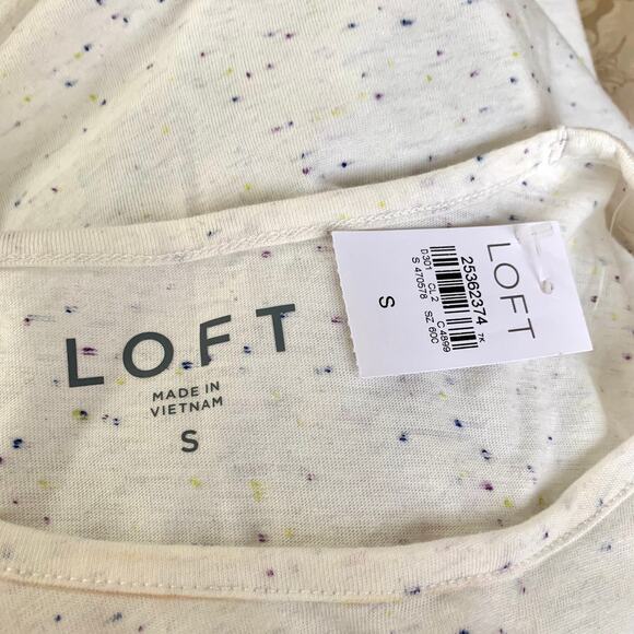 LOFT Speckled Cotton Blend Tank Top in Cream - Picture 7 of 8